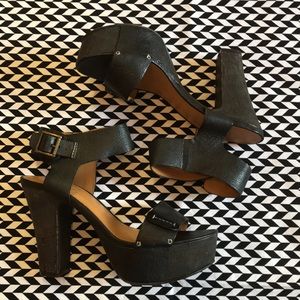 Nine West Black Platform Heels Ankle Strap